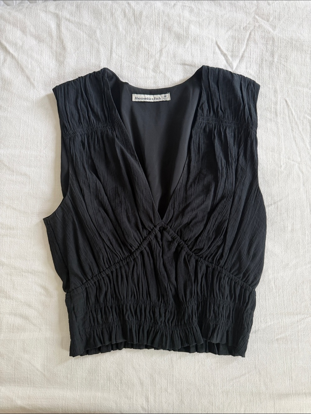 Abercrombie & Fitch Black Sleeveless V-Neck Tank